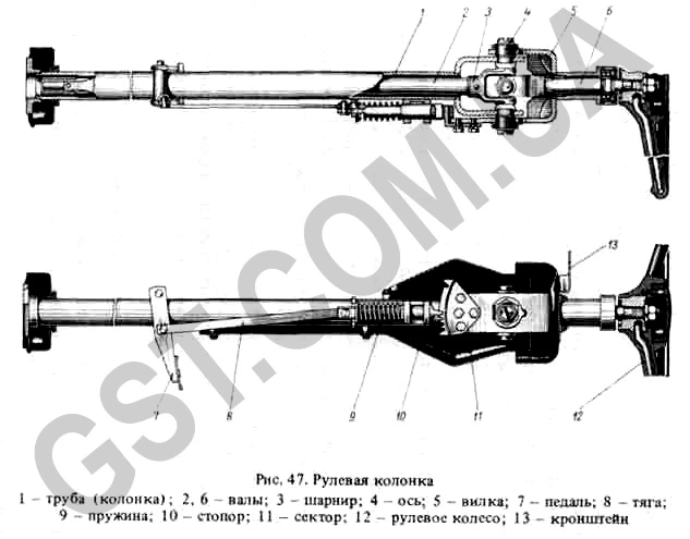 Схема рулевой колонки к 700